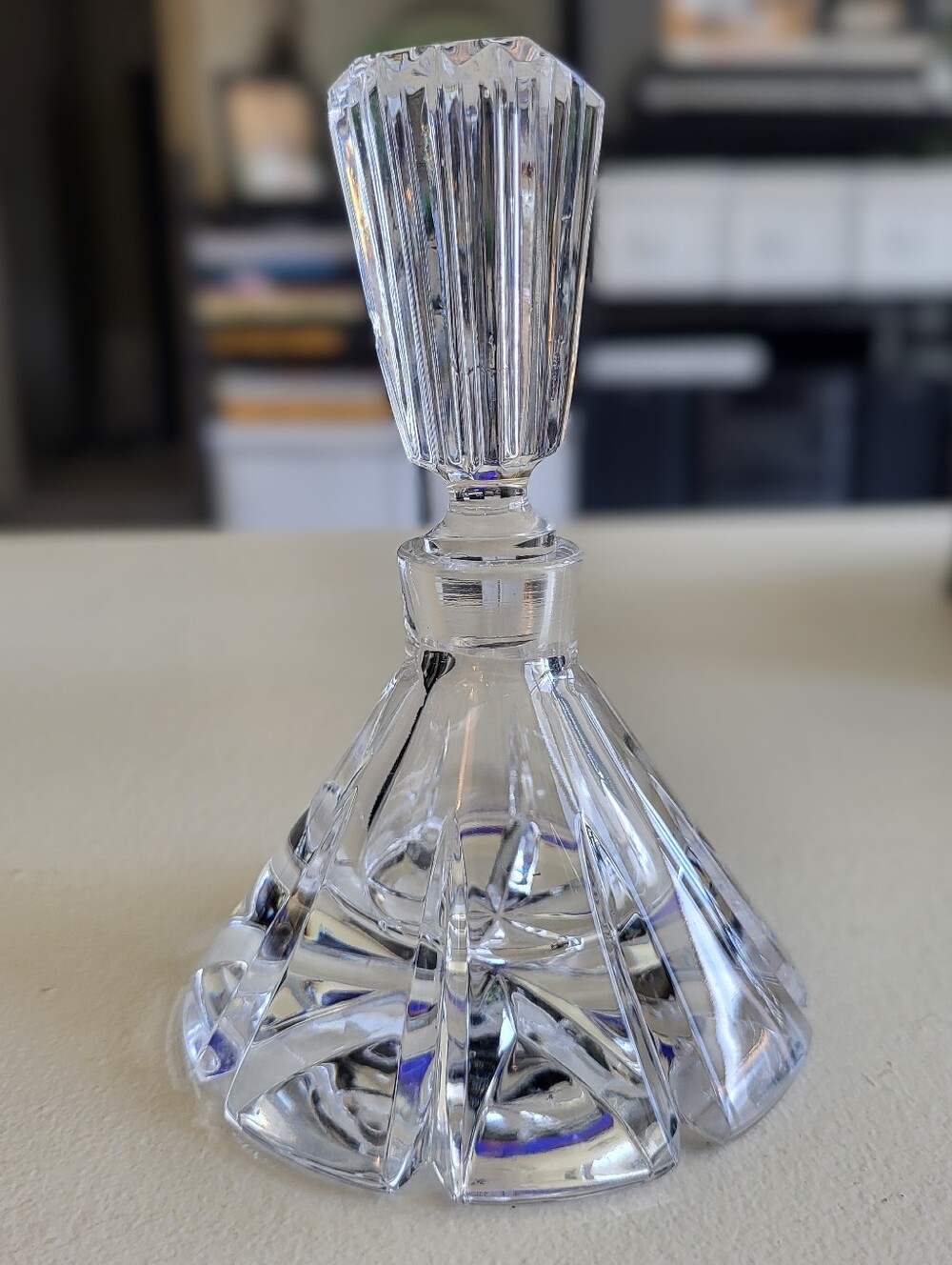 Vintage Cut Crystal Perfume Bottle with Stopper Vanity Decanter